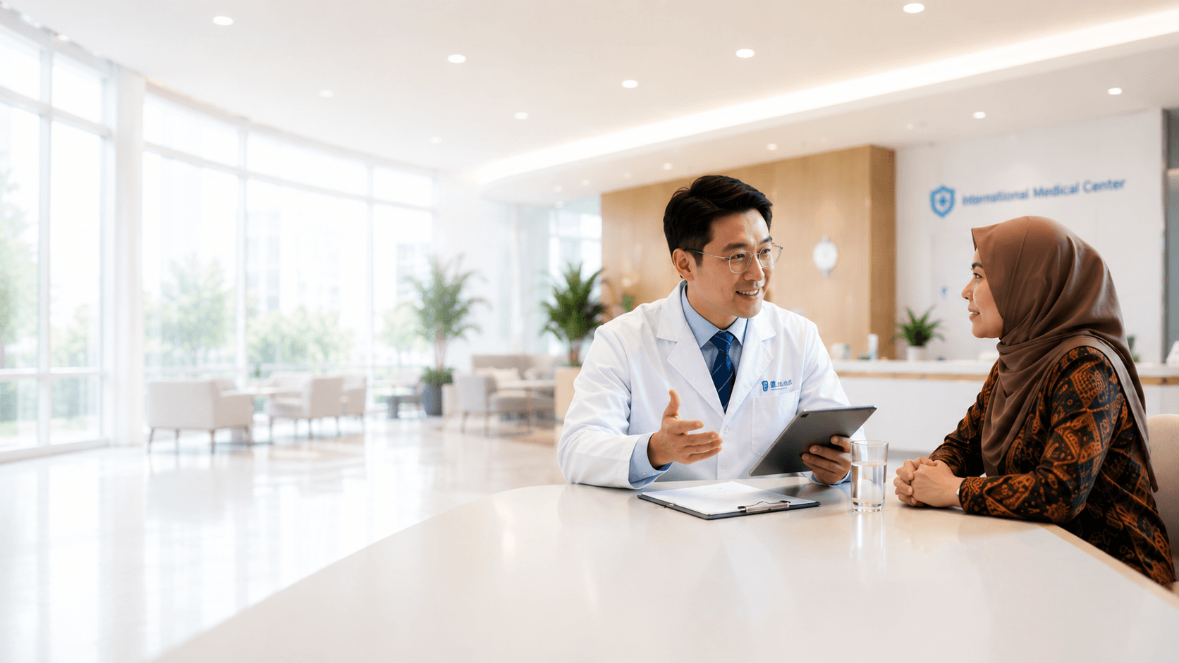 International patient consulting a doctor about medical treatment in China